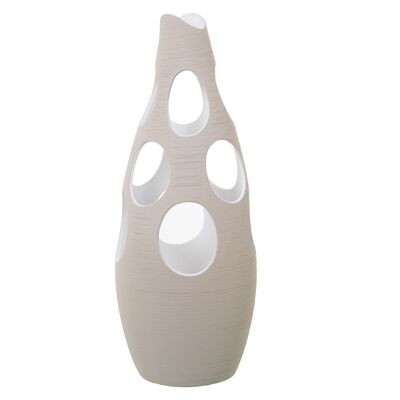 VASO IN CERAMICA 70CM GREZZO RIGATO CON FORI CERCHIO _°26X70CM LL60693