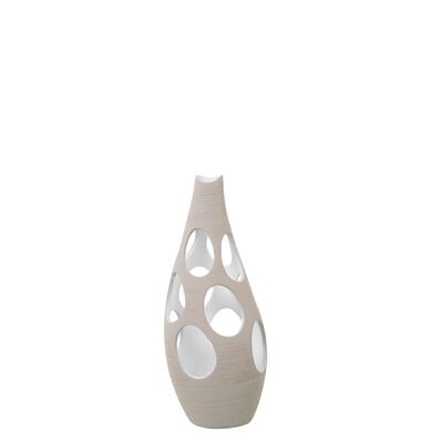 KERAMIKVASE 45CM ROH GESTREIFT MIT KREISLÖCHERN _°17X45CM LL60695