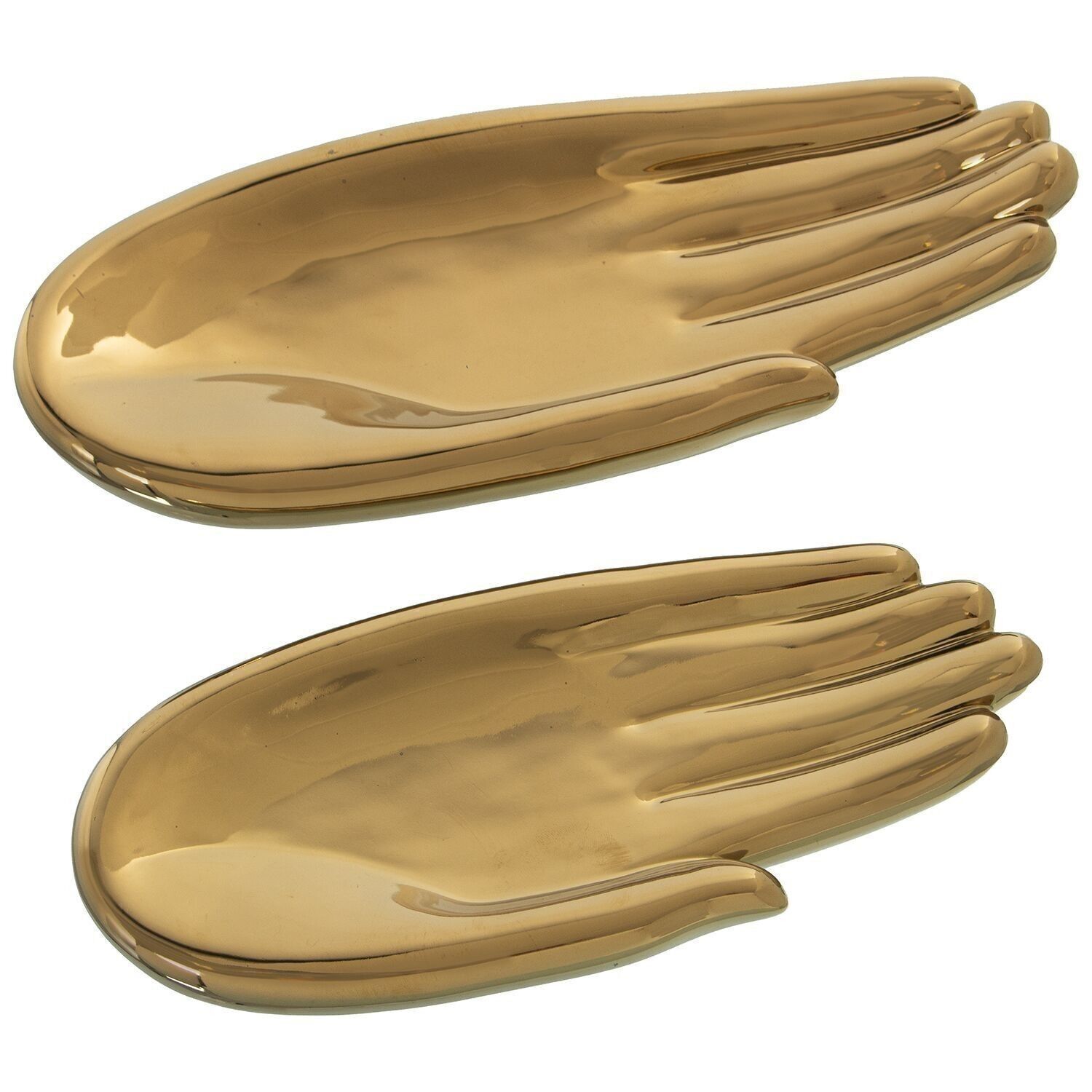 SET AUS 2 GOLDENEN MANOSKERAMIK-KERZENHALTERZENTREN _29X11,5X3,5+25X11X3CM LL53121