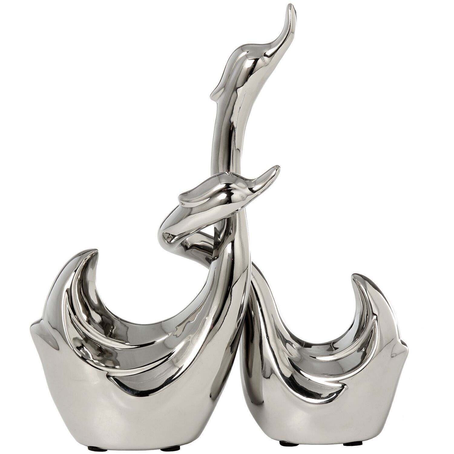 SET 2 FIGURAS CISNES CERÁMICAPLATEADA _21X9X24CM LL53123