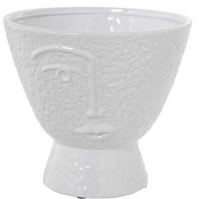 VASE CÉRAMIQUE FACE BLANC BRILLANT _°22X20CM LL53139