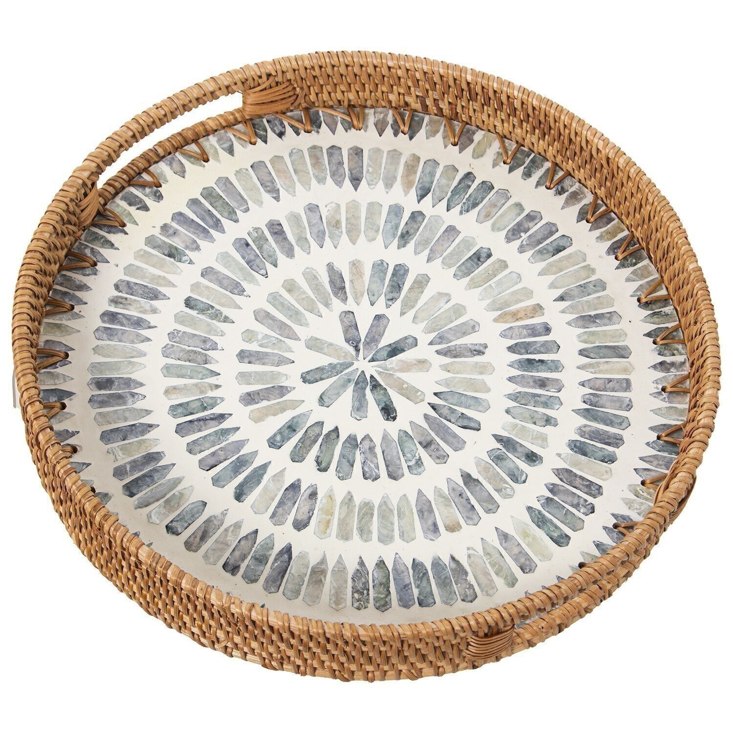 VASSOIO MADREPERLA/RATTAN _°33X5CM LL53150