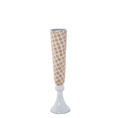 VASO MADREPERLA 91CM CON PIEDE IN RESINA BIANCA _°17X91CM LL53156