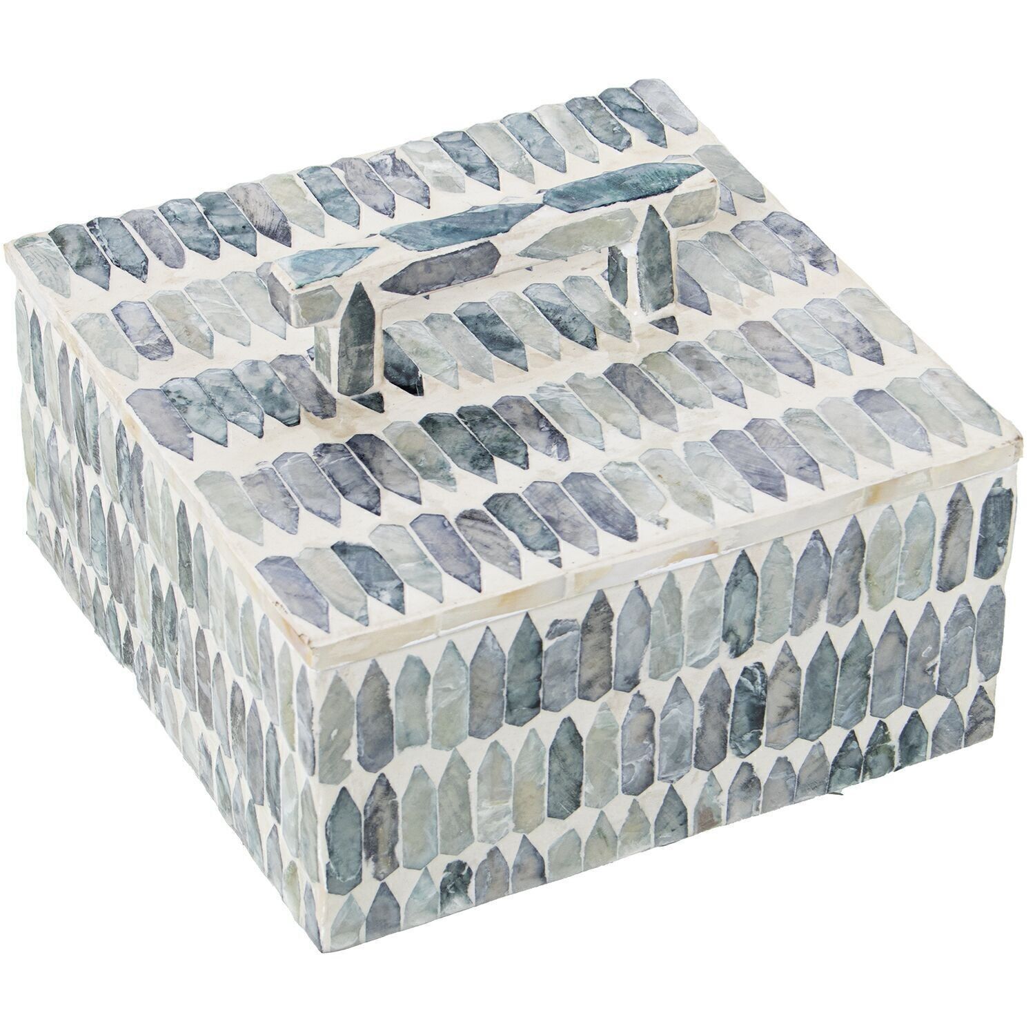 BOX MIT GRIFF AUS PERLMUTT/RATTAN _16X16X7/10CM LL53174