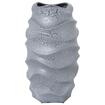 VASE CÉRAMIQUE 40CM GRIS CRAQUÉ/ARGENT _°23X40CM BOUCHE:12X12CM LL60936