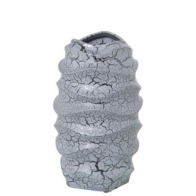 KERAMIKVASE 33CM CRACKLE GRAU/SILBER _°20X33CM MUND:10X10CM LL60937