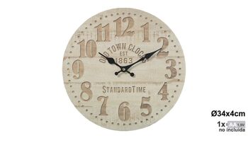 HORLOGE MURALE EN BOIS ø34CM °34X4CM, BATTERIE: 1XAA (NON INCLUSE LL23152 1