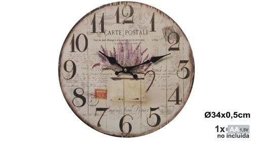 RELOJ PARED MADERA ø34CM °34X0,5CM, PILA:1XAA NO INCLU LL23226