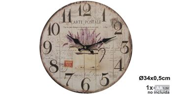 HORLOGE MURALE EN BOIS ø34CM °34X0,5CM, BATTERIE: 1XAA NON INCLUSE LL23226