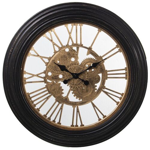 RELOJ PARED MELAMINA NEGRO/DORADO, PILA 1XAA NO INCLUIDA _°58x6CM, ESFERA:°42,5CM LL23322