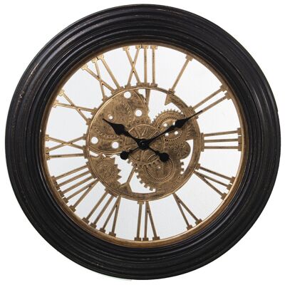 HORLOGE MURALE MÉLAMINE NOIR/OR, 1 PILE AA NON INCLUSE _°58x6CM, CADRAN:°42.5CM LL23322