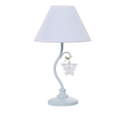 WHITE METAL TABLE LAMP/WOOD BUTTERFLY HANGING °20X34CM, 1XE14 MAX40W NO INC LL36082