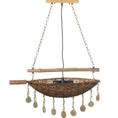 BAMBOO/NATURAL WOOD CEILING LAMP 2XE27 MAX60W, NOT INCLUDED _80X30X104CM HANGING LL36421