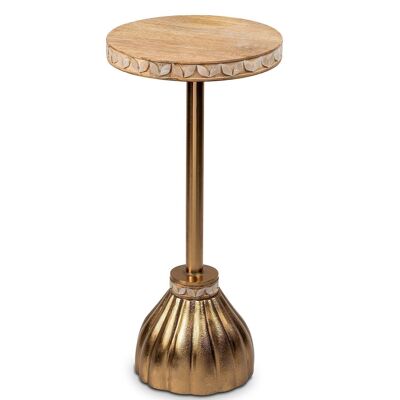 WOOD/GOLD METAL TABLE _25X25X50CM LL36722