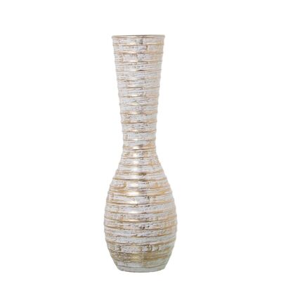 CERAMIC VASE 70CM GOLD STRIPED WHITE _°23X70CM BASE:°15CM MOUTH:13.8 LL60947