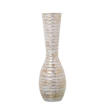 VASE CÉRAMIQUE 70CM RAYÉ OR BLANC _°23X70CM BASE:°15CM BOUCHE:13.8 LL60947 1