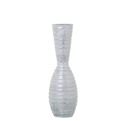 VASO CERAMICA 60CM ARGENTO RIGATO BIANCO _°20X60CM BASE:°13CM BOCCA:11,5 LL60949