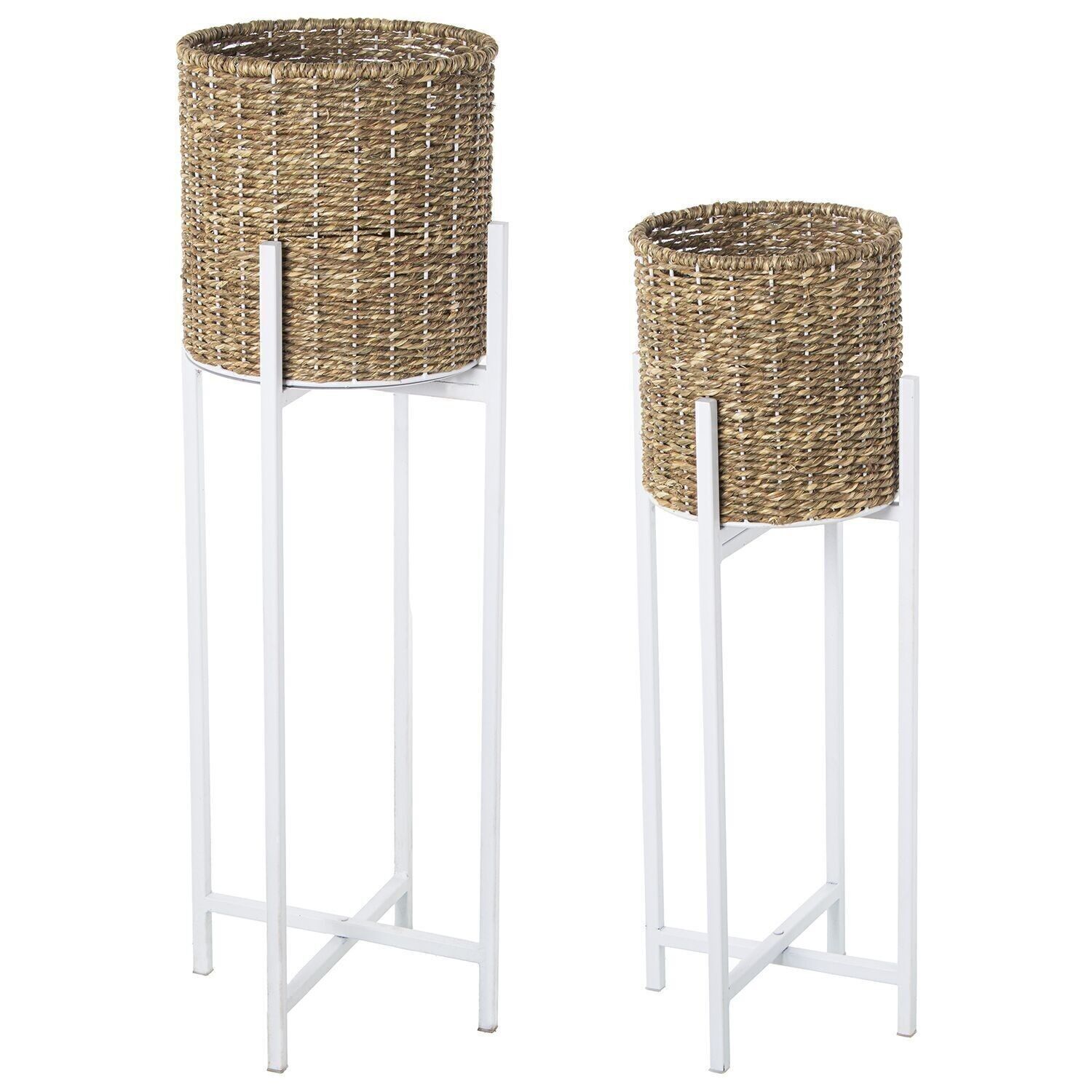 SET 2 POT-TÖPFE AUS WEIDE/METALL _32X32X91+28X28X77CM LL60959