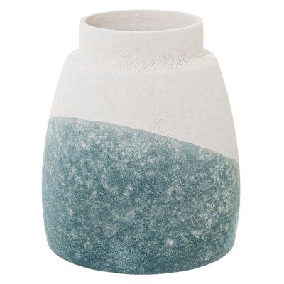 KERAMIKVASE 20CM BEIGE/PETROLBLAU SANDSTRUKTUR _°16X20CM MUND:°9CM LL62251