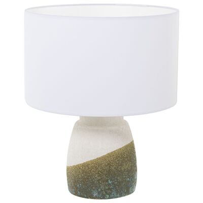 LAMPADA DA TAVOLO IN CERAMICA BEIGE/VERDE TESTO. SABBIA 1XE27-60W _°35X42CM, BASE:°17X20CM LL62257