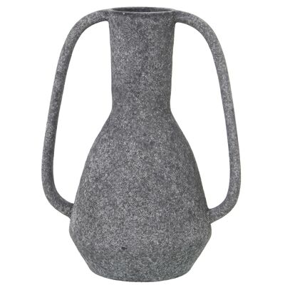 VASE WITH CERAMIC HANDLES 31CM DARK GRAY SAND TEXTURE _23X16X31CM BASE:°6.5CM LL62268