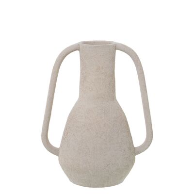 VASE WITH CERAMIC HANDLES 24CM BEIGE SAND TEXTURE _18X13X24CM BASE:°5CM LL62269