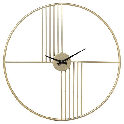 HORLOGE MURALE MÉTAL DORÉ _°60X50CM, BATTERIE : 1XAA NON INCLUSE LL71889