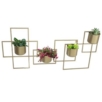 JARDINIÈRE SUSPENDUE EN MÉTAL DORÉ, POUR 4 POTTS _100X13X48CM LL71893 4