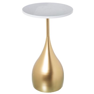 WHITE MARBLE AUXILIARY TABLE WITH GOLDEN METAL LEGS _°35X61CM LL71911