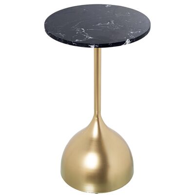 BLACK MARBLE AUXILIARY TABLE WITH GOLDEN METAL LEGS _°35X60CM LL71913