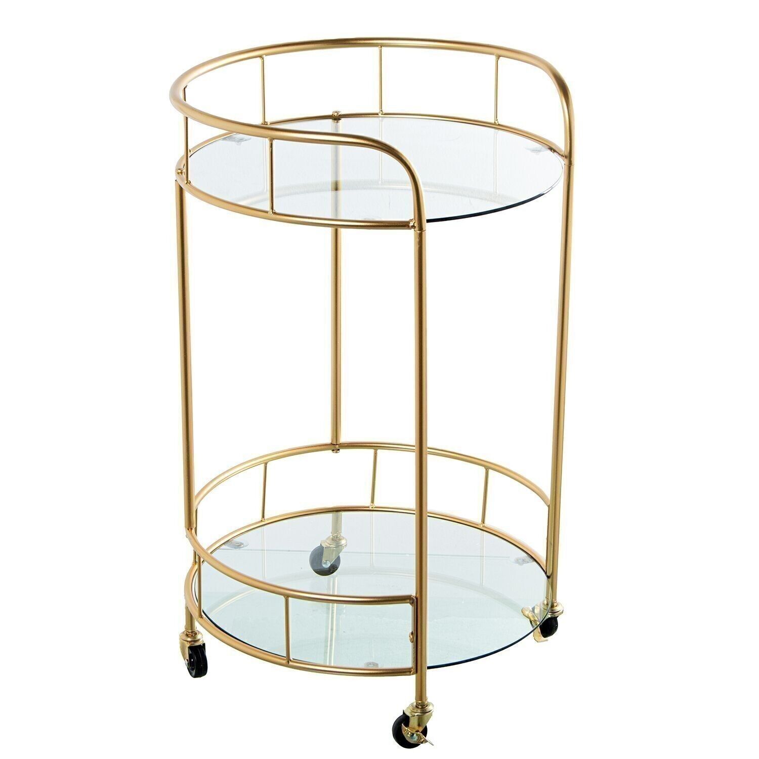 KELLNERSCHRANK GOLDENES METALL/KRISTALL 2 EBENEN _43X50X77CM LL71916