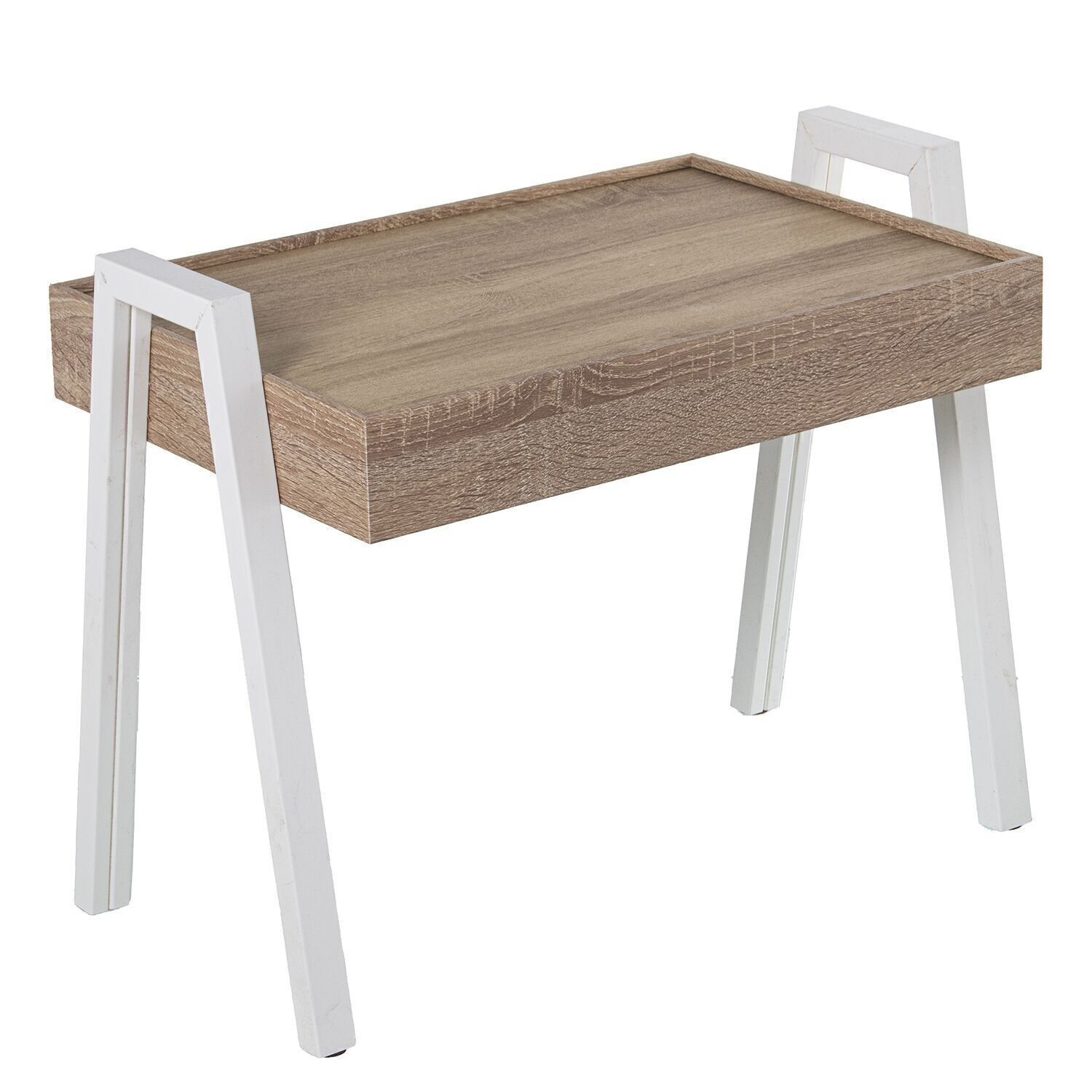 SET OF 3 WOODEN RECTANGULAR WHITE/OAK AUXILIARY TABLES _56X35X44CM, TABLE:50X35CM LL72247