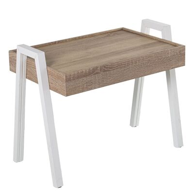 SET OF 3 WOODEN RECTANGULAR WHITE/OAK AUXILIARY TABLES _56X35X44CM, TABLE:50X35CM LL72247