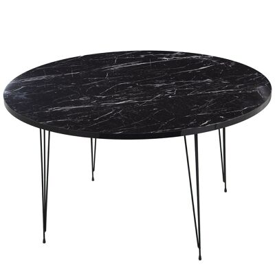 TABLE BASSE RONDE BOIS/MÉTAL +72258 EFFET MARBRE NOIR _°89X45CM, ÉPAISSEUR:1,8CM LL72257