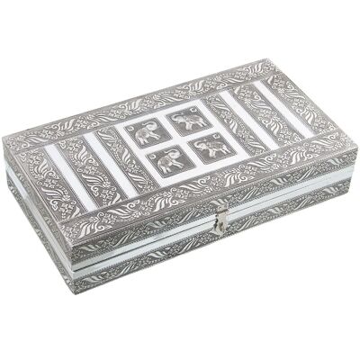 PORTAGIOIE IN METALLO CON SPECCHIO ARGENTO _38X20X8CM LL76144