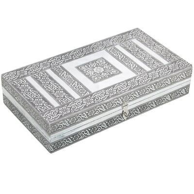 METAL JEWELRY BOX WITH SILVER MIRROR _38X20X8 CM. LL76145