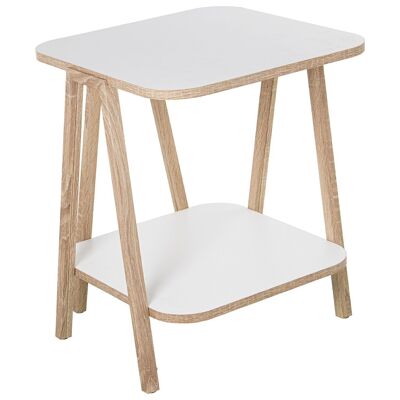 MESA AUX. MADERA BLANCA +PATASCOLOR ROBLE C/BALDA INFERIOR _50X50X60CM BALDA:38X38X1,8CM LL72276