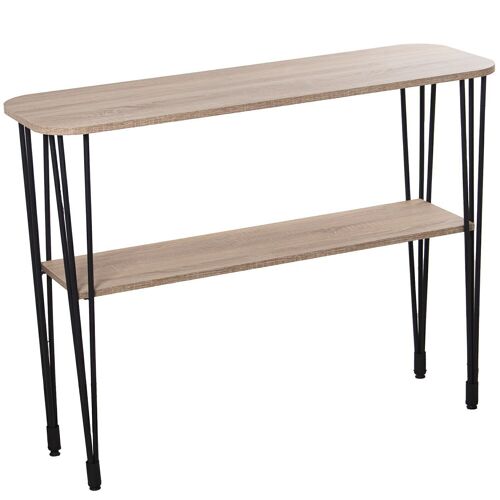 MESA ENTRADA MADERA COLOR ROBLE +72288 PATAS METAL NEGRO _120X40X91CM BALDA:106X28X1,8C LL72287