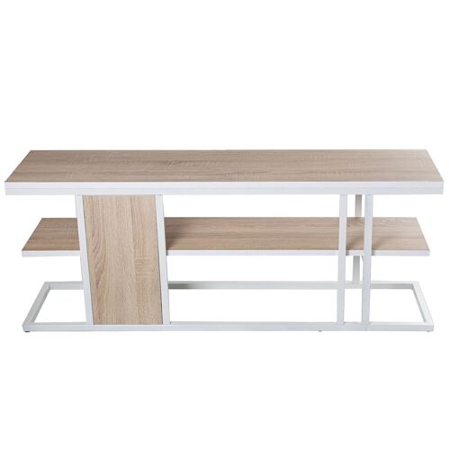 MESA TV MADERA COLOR ROBLE/METAL BLANCO _120X30X46CM LL72299