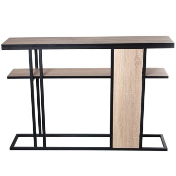 TABLE D'ENTRÉE BOIS COULEUR CHÊNE/MÉTAL NOIR _120X25X82CM LL72300 1