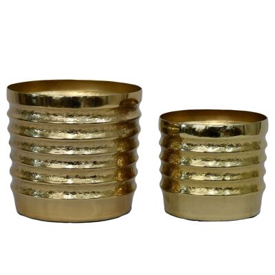 SET 2 GOLDENE ALUMINIUM-PFLANZTÖPFE _°16X14+°20X19CM LL74208