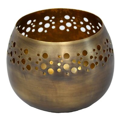 METAL CANDLE HOLDER MATTE ANTIQUE BRASS FINISH _°12X9CM LL74211