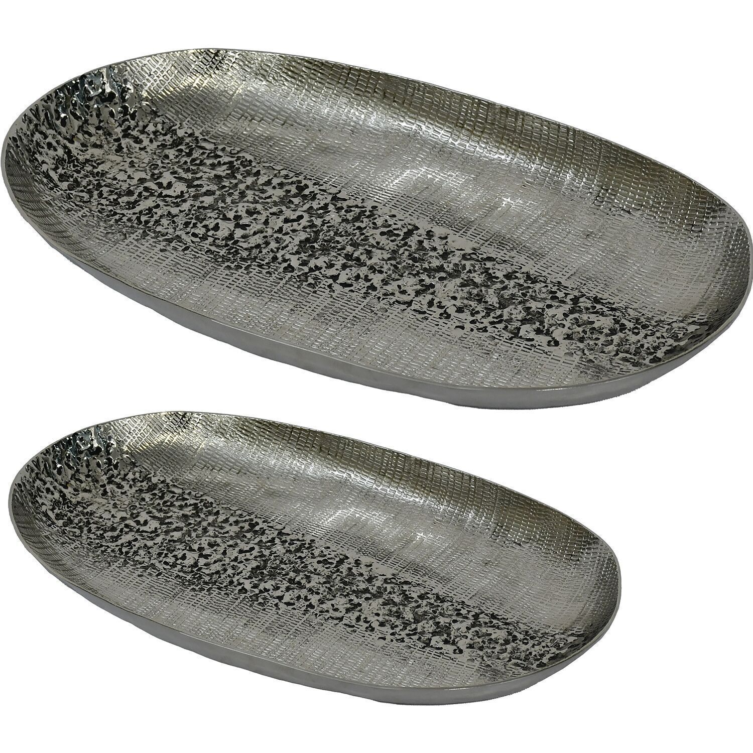 SET 2 ANTIKSILBER-ALUMINIUM-ZENTREN _34X20X2,5+42X26X3CM LL74228