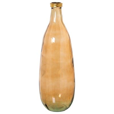 RECYCLED GLASS VASE 75CM BROWN GOLDEN EDGE _°25X75CM MOUTH:°6CM LL11090