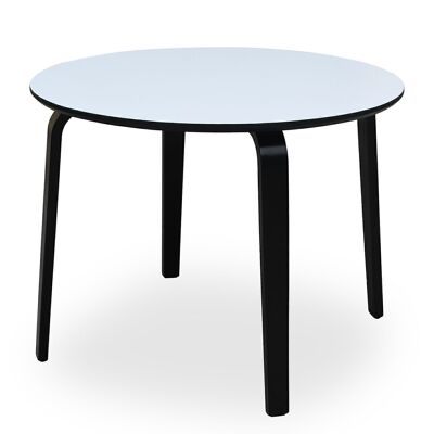WHITE WOOD DINING TABLE+BLACK EDGE/MAD LEGS.BLACK+91194 _°100X76CM, BOARD:DM 25MM LL84181