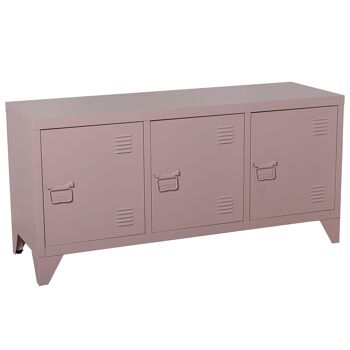 MEUBLE TV EN MÉTAL AVEC 3 PORTES ROSE+91169 120X40X58CM, HAUT.PIEDS:10,5CM LL84298 3