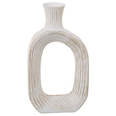 HOLLOW CERAMIC BOTTLE VASEMATTE WHITE/GOLD _27X10X51CM LL60978