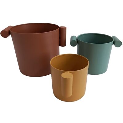 SET 3 POTS DE JARDINIÈRES EN MÉTAL COULEURS ASSORTIES _32X25X23+27X20X19+19X16X14CM LL60962