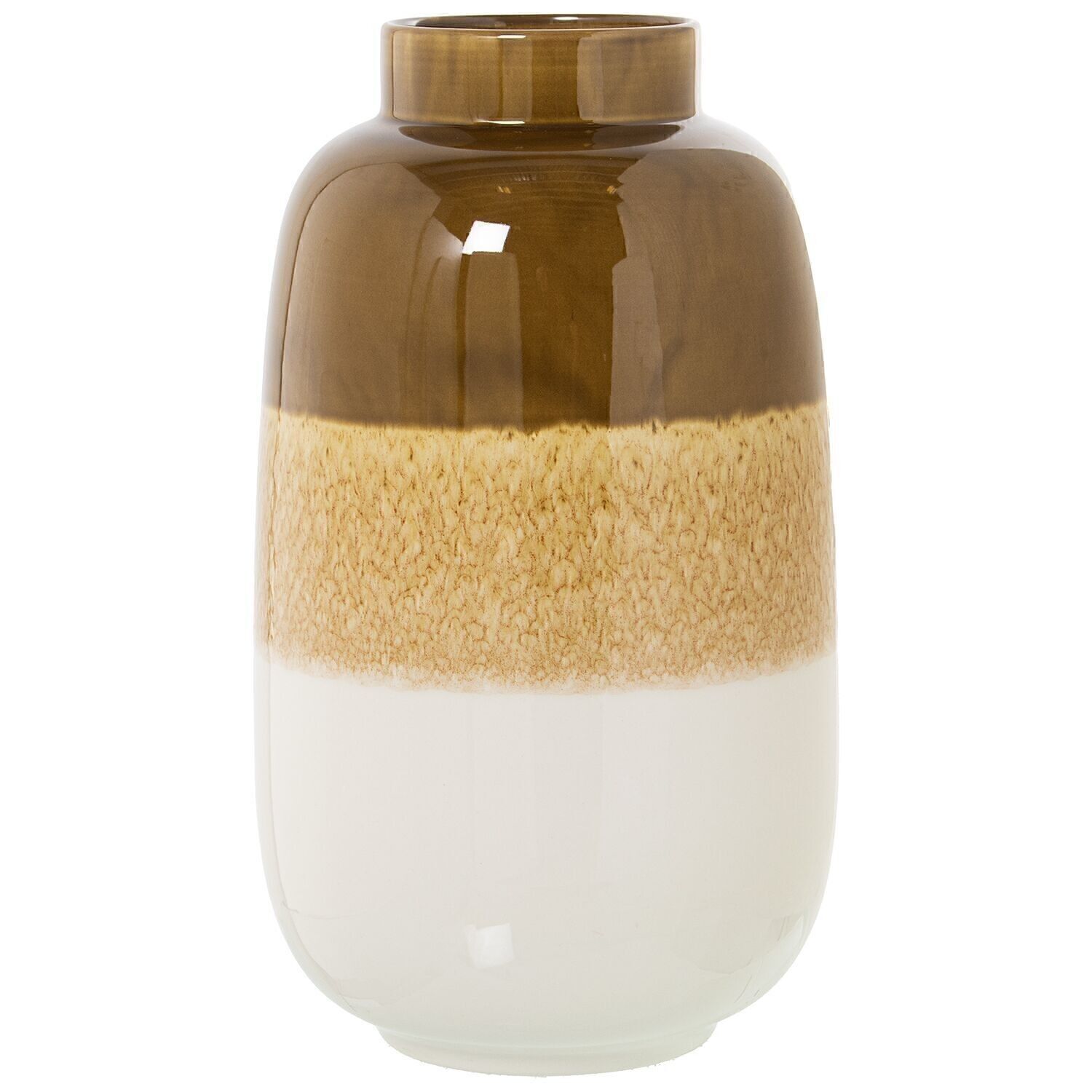 KERAMIKVASE 41CM DREIFARBIG BRAUN/WEIß _°24X41CM LL62224