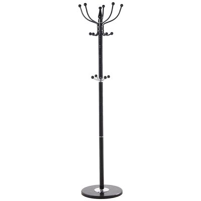 BLACK METAL COAT RACK WITH MARBLE BASE, NON-ROTATING _°37X166CM, BASE THICKNESS:2CM LL83719